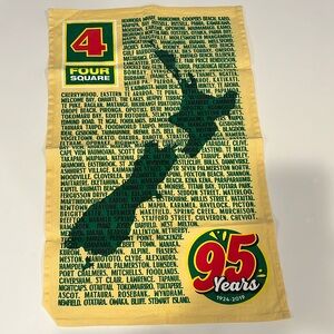New 100% cotton commemorative 4 FOUR SQUARE kitchen towel. 95 years 1924-2019.